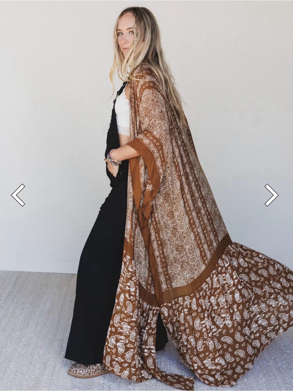 Boho Paisley Brown Duster Kimono Jacket